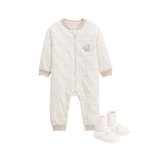 Petit Béguin Combinaison bébé en molleton et chaussons Câlins. Coloris disponibles : Beige