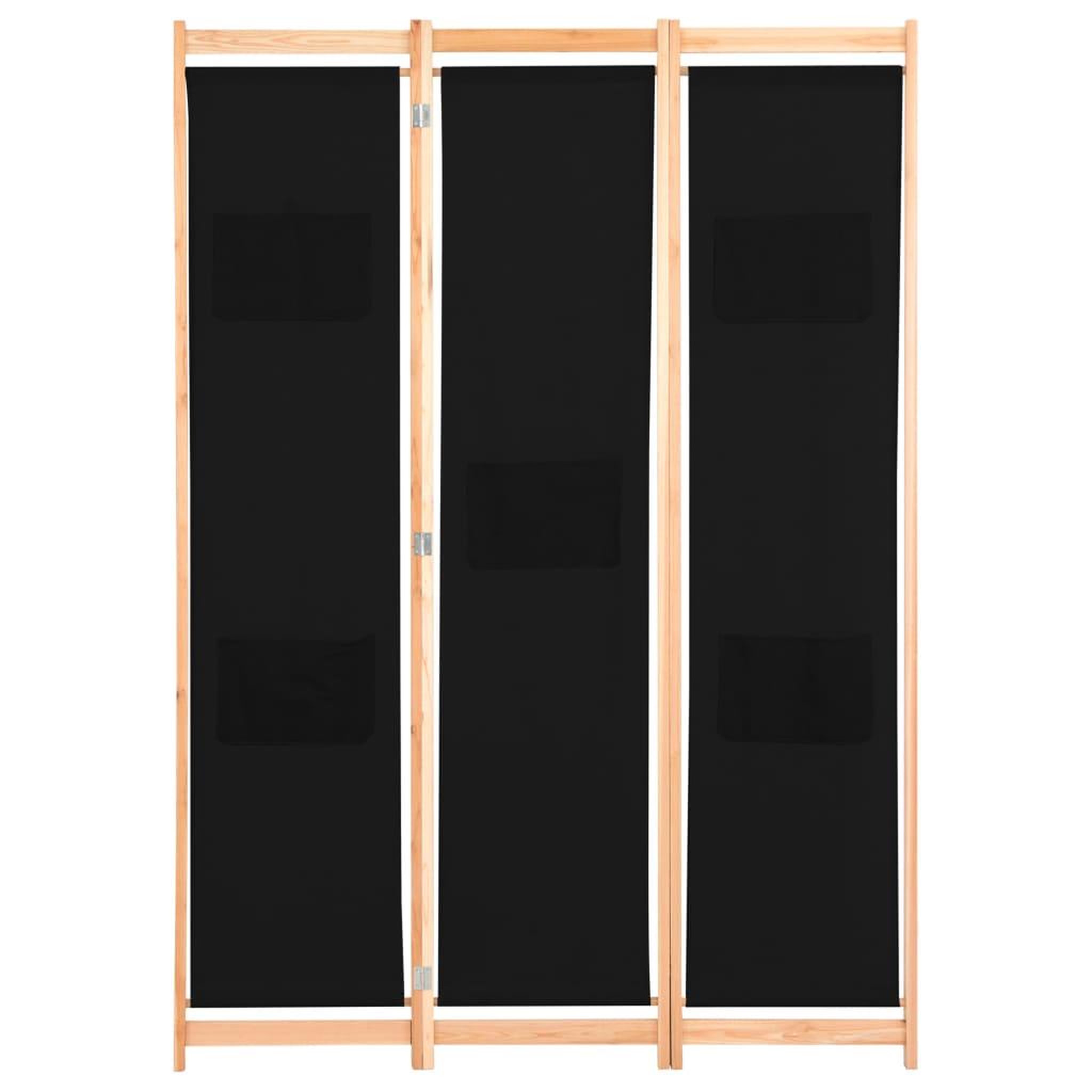 Voir la diapositive 2 : VIDAXL Cloison de separation 3 panneaux Noir 120x170x4 cm Tissu
