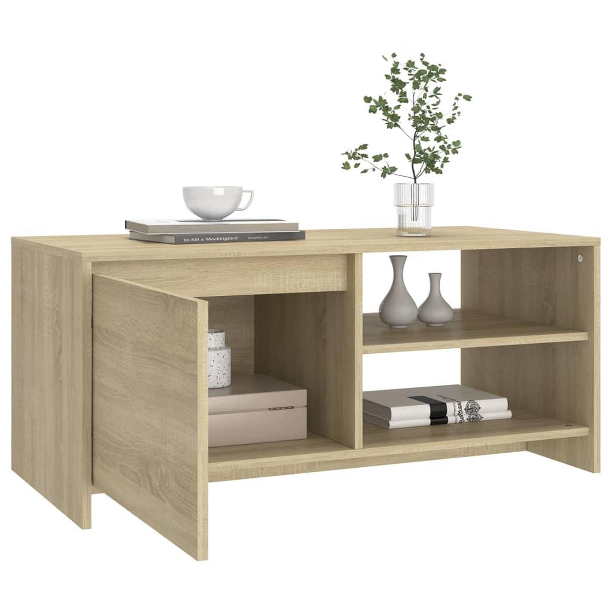 Voir la diapositive 4 : VIDAXL Table basse chene sonoma 102x50x45 cm bois d'ingenierie