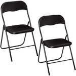 TOILINUX Lot de 2 Chaises pliantes en PVC. Coloris disponibles : Noir, Gris