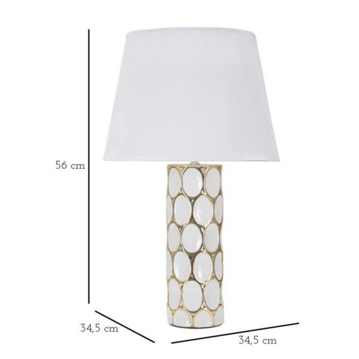 Paris Prix Lampe à Poser en Céramique  Carv  56cm Blanc & Or