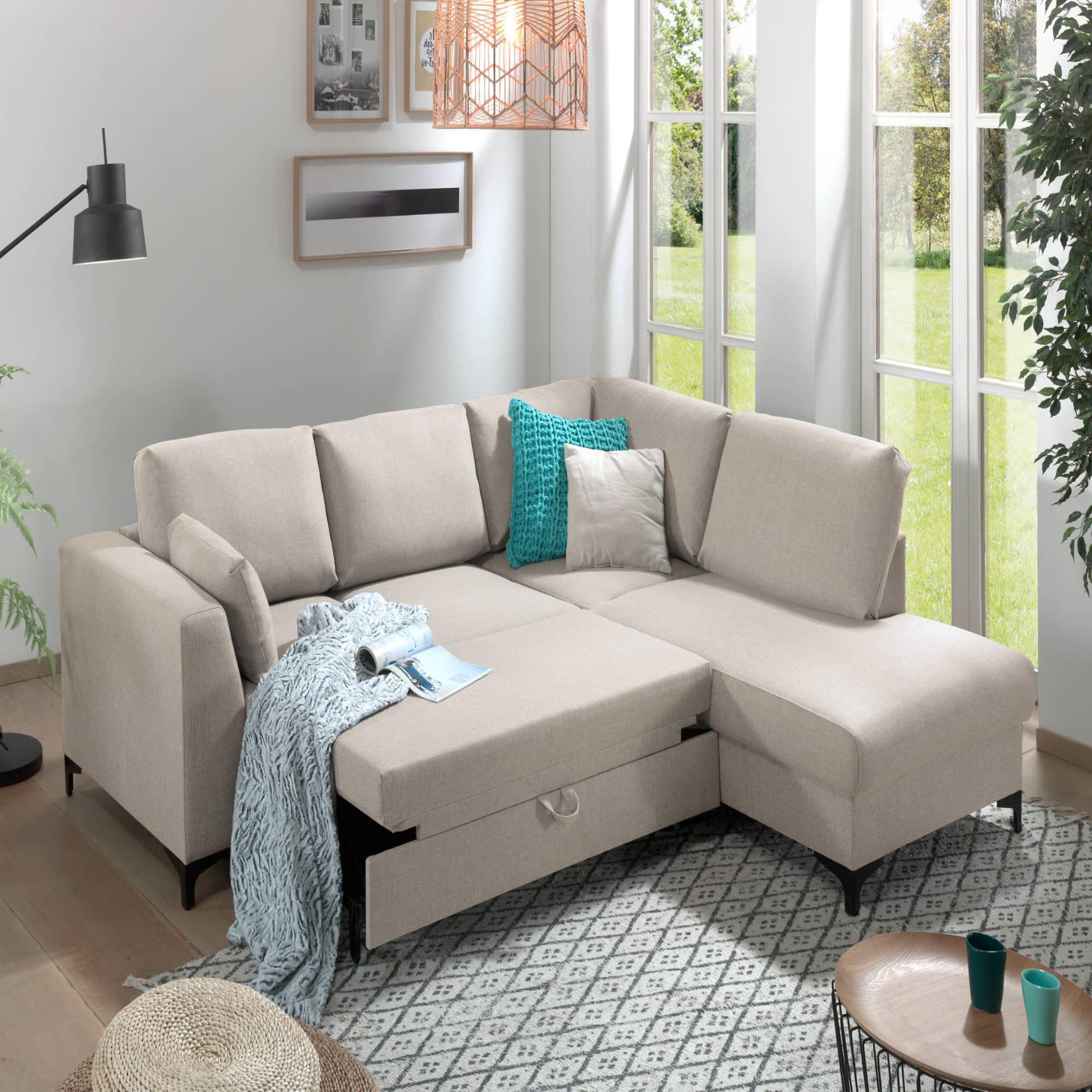 Voir la diapositive 3 : LISA DESIGN Tala - canapé d'angle droit - convertible - 5 places - en tissu