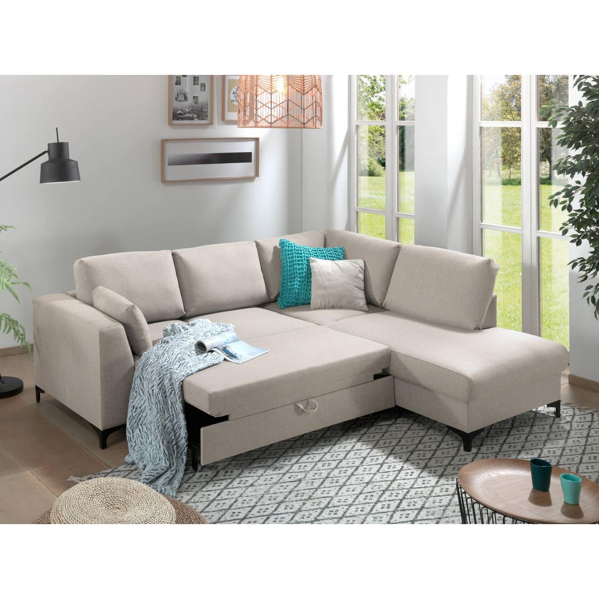 LISA DESIGN Tala - canapé d'angle droit - convertible - 5 places - en tissu