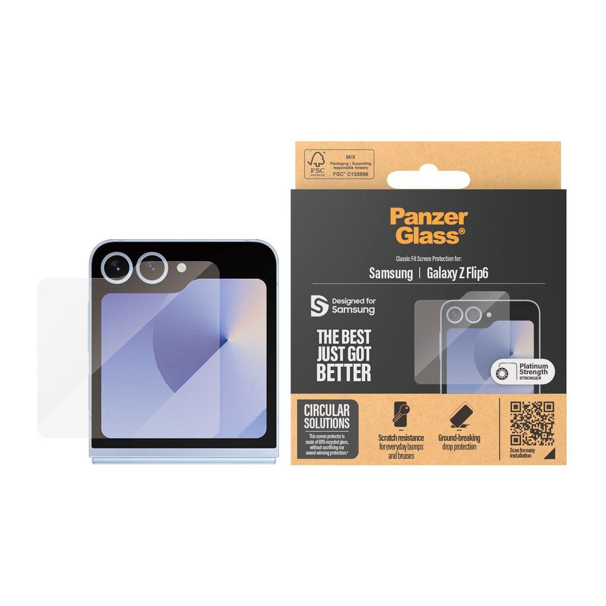 Voir la diapositive 2 : PANZERGLASS Protège écran Samsung Z Flip6 protège écran Classic