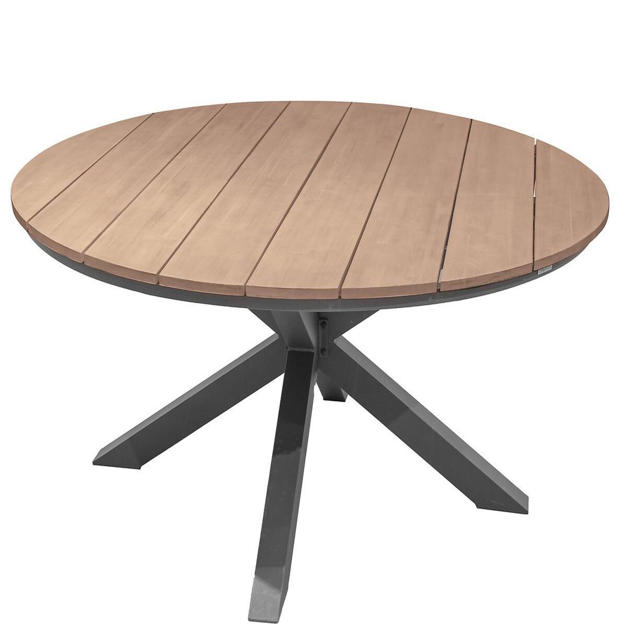 HESPERIDE Table de jardin ronde alu/acacia Oriengo Graphite - 8 places - Hespéride