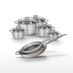 ELO Lot 2 Poêles 28/32 cm et 5 Faitouts 12/14/16/20/24 cm Elo Relief Solution