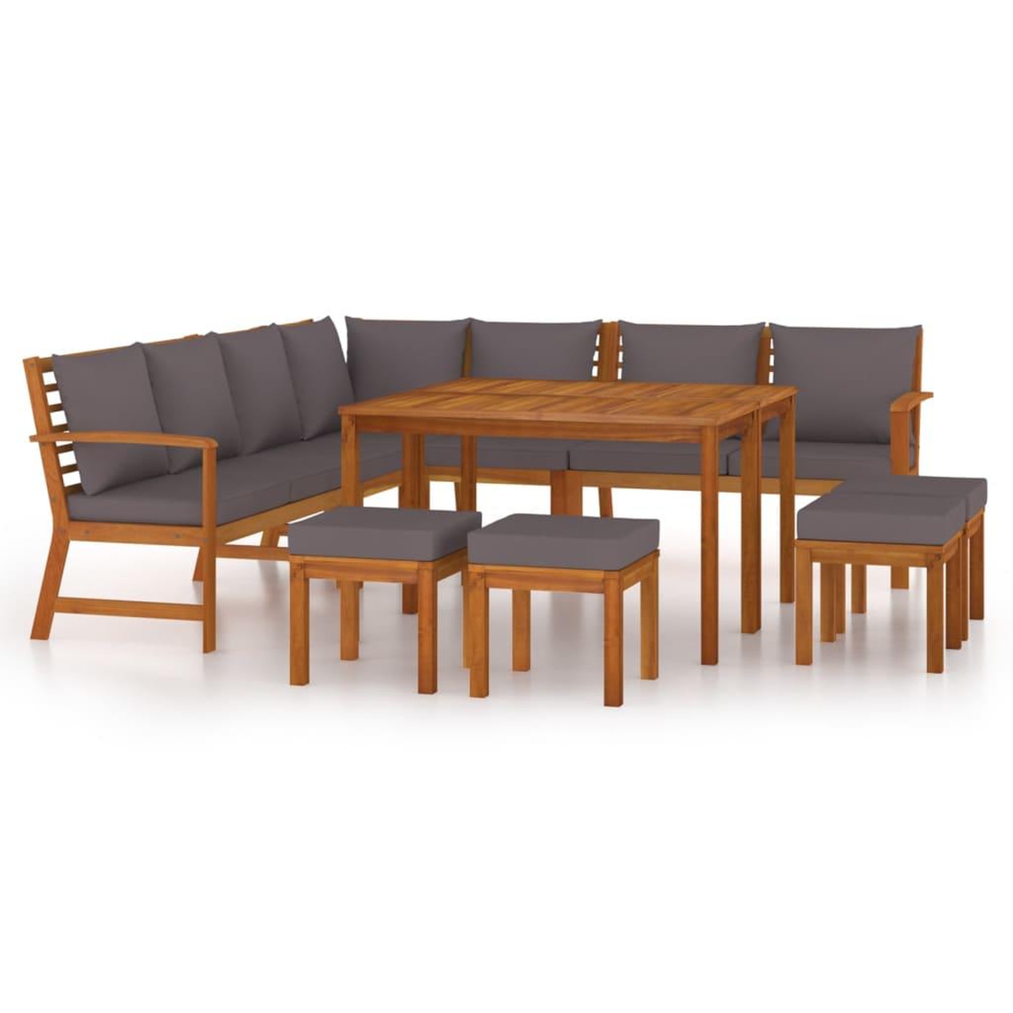 VIDAXL Ensemble a manger de jardin avec coussins 11 pcs bois d'acacia