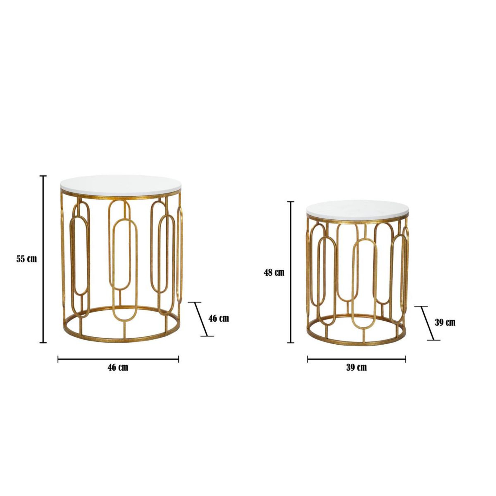 Voir la diapositive 6 : Paris Prix Lot de 2 tables d'appoint gigognes  ella  55cm or
