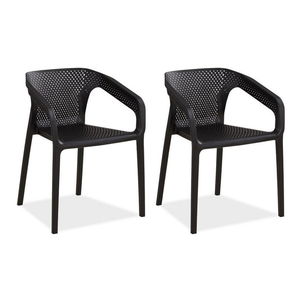 HomeStyle4U Lot de 2 chaises jardin noir