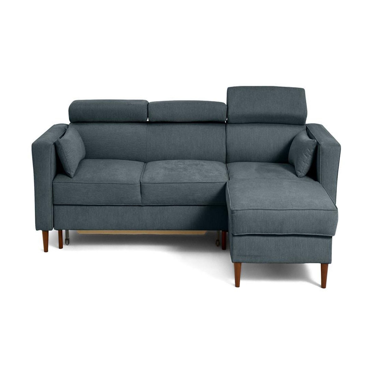 BEST MOBILIER Alicante - canapé d'angle réversible convertible avec têtières - coffre - 4 places - en tissu texturé
