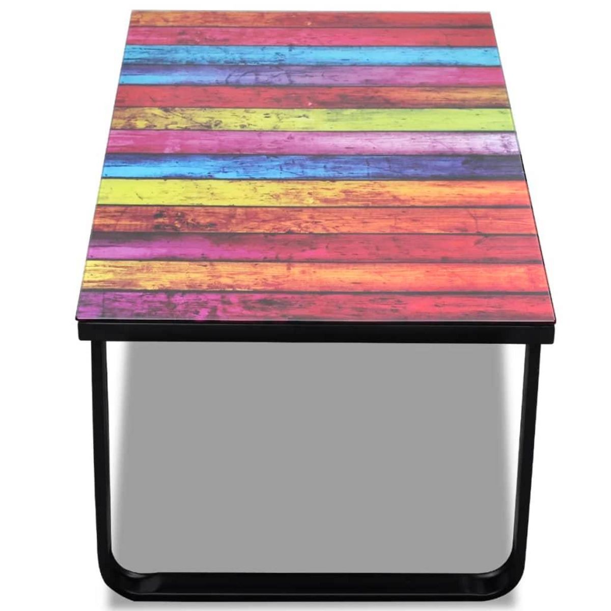 VIDAXL Table basse avec impression d'arc-en-ciel Dessus en verre