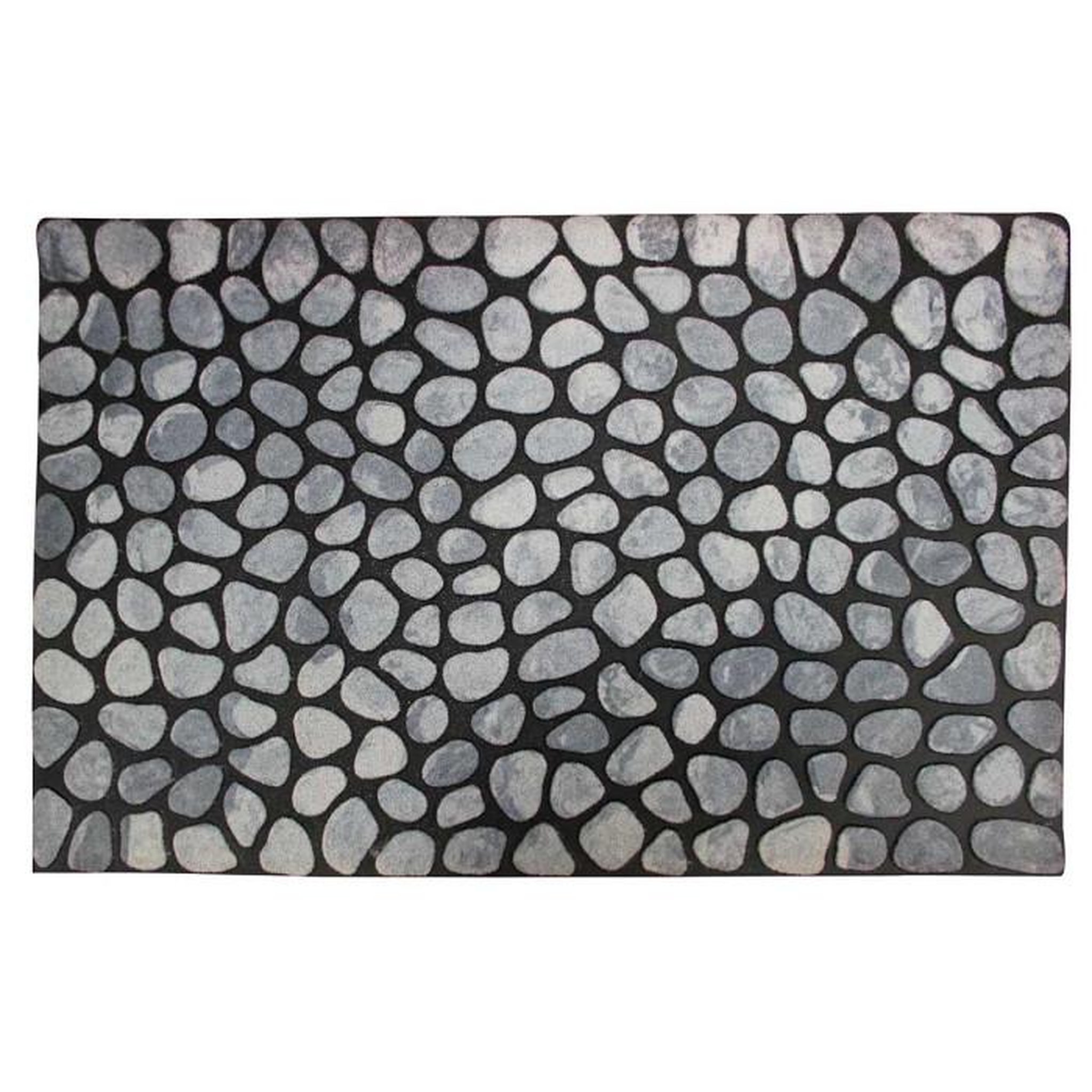 Paris Prix Tapis Relief Imprimé  Cailloti  45x75cm Gris