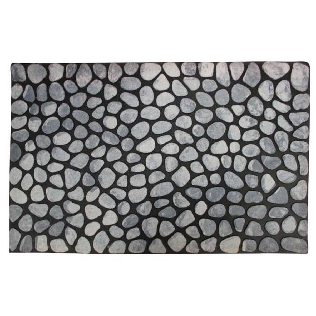 Paris Prix Tapis Relief Imprimé  Cailloti  45x75cm Gris