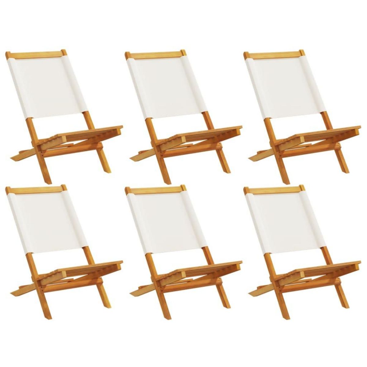 VIDAXL Chaises de jardin pliantes lot de 6 tissu et bois massif