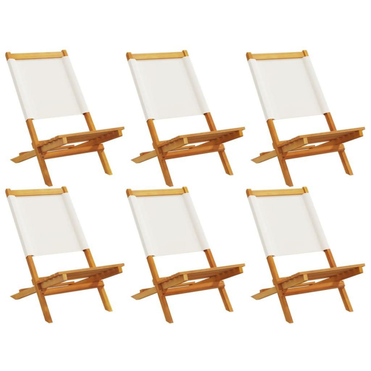 VIDAXL Chaises de jardin pliantes lot de 6 tissu et bois massif