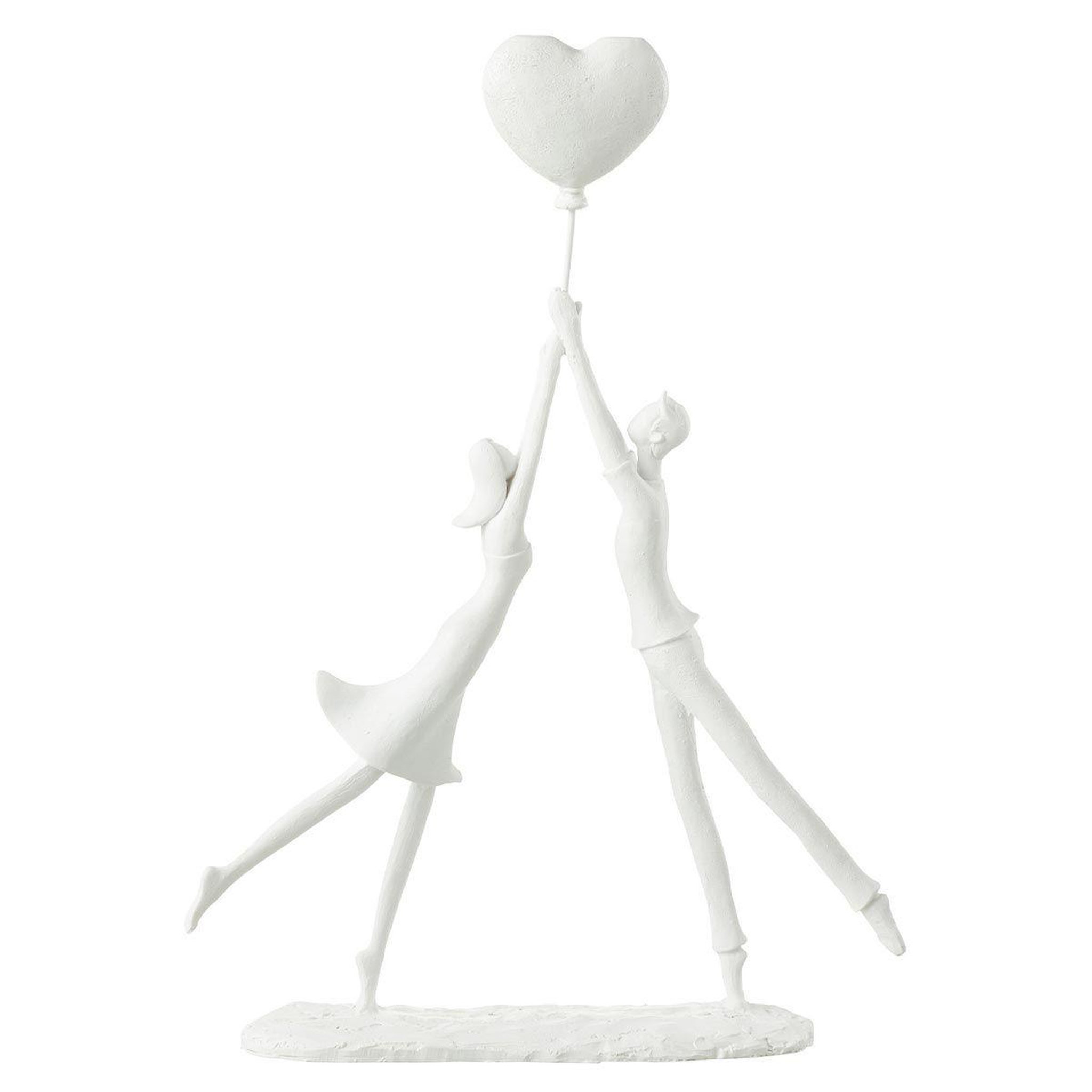 J-LINE Statuette déco  couple debout cœur  36cm blanc
