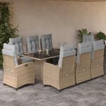VIDAXL Ensemble a manger de jardin et coussins 9 pcs melange beige