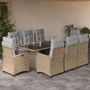 Voir la diapositive 1 : VIDAXL Ensemble a manger de jardin et coussins 9 pcs melange beige