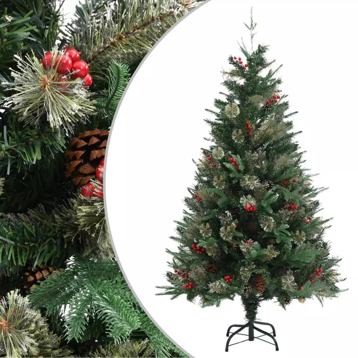 VIDAXL Sapin de Noël avec pommes de pin Vert 150 cm PVC et PE