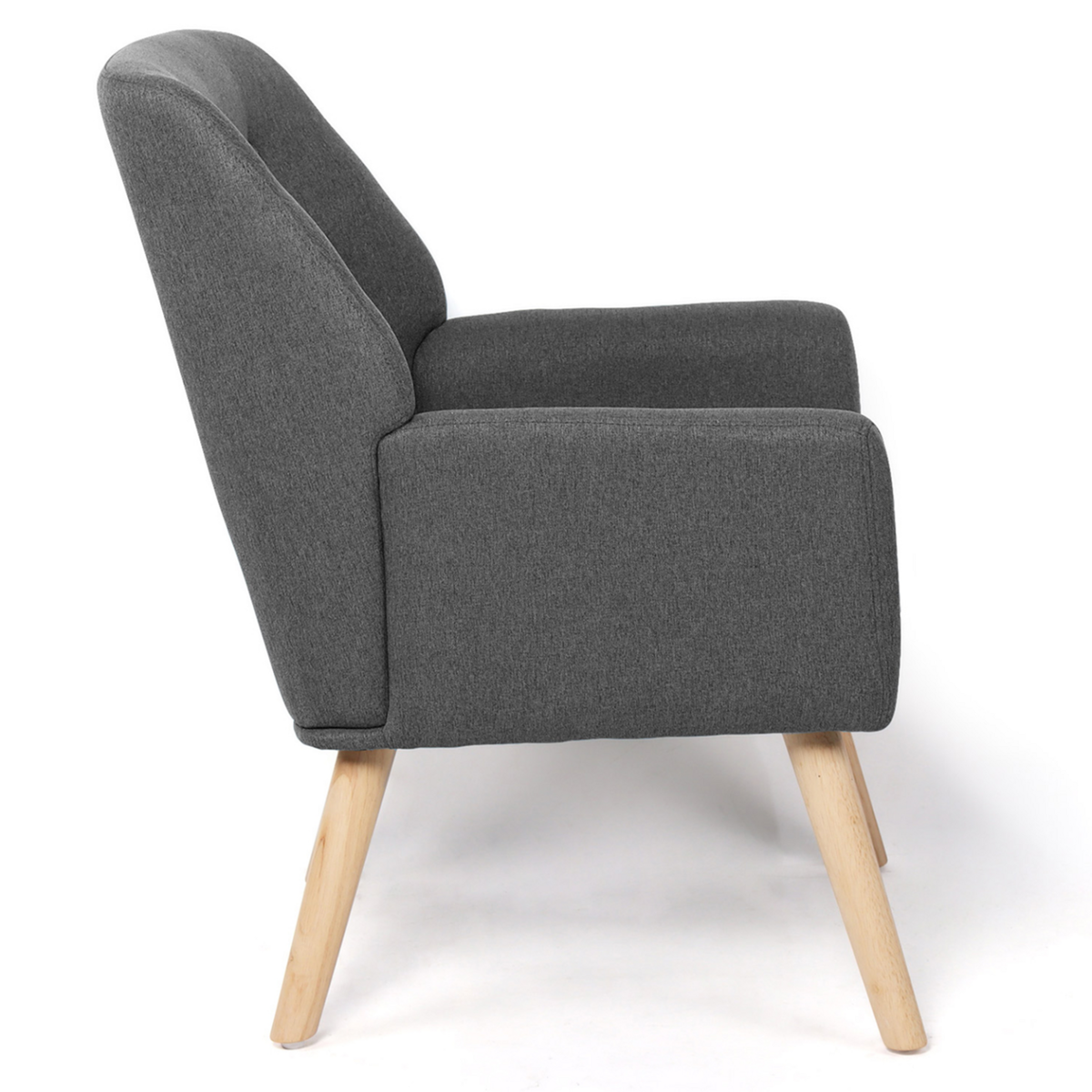 ID MARKET Fauteuil scandinave NAT en tissu gris anthracite