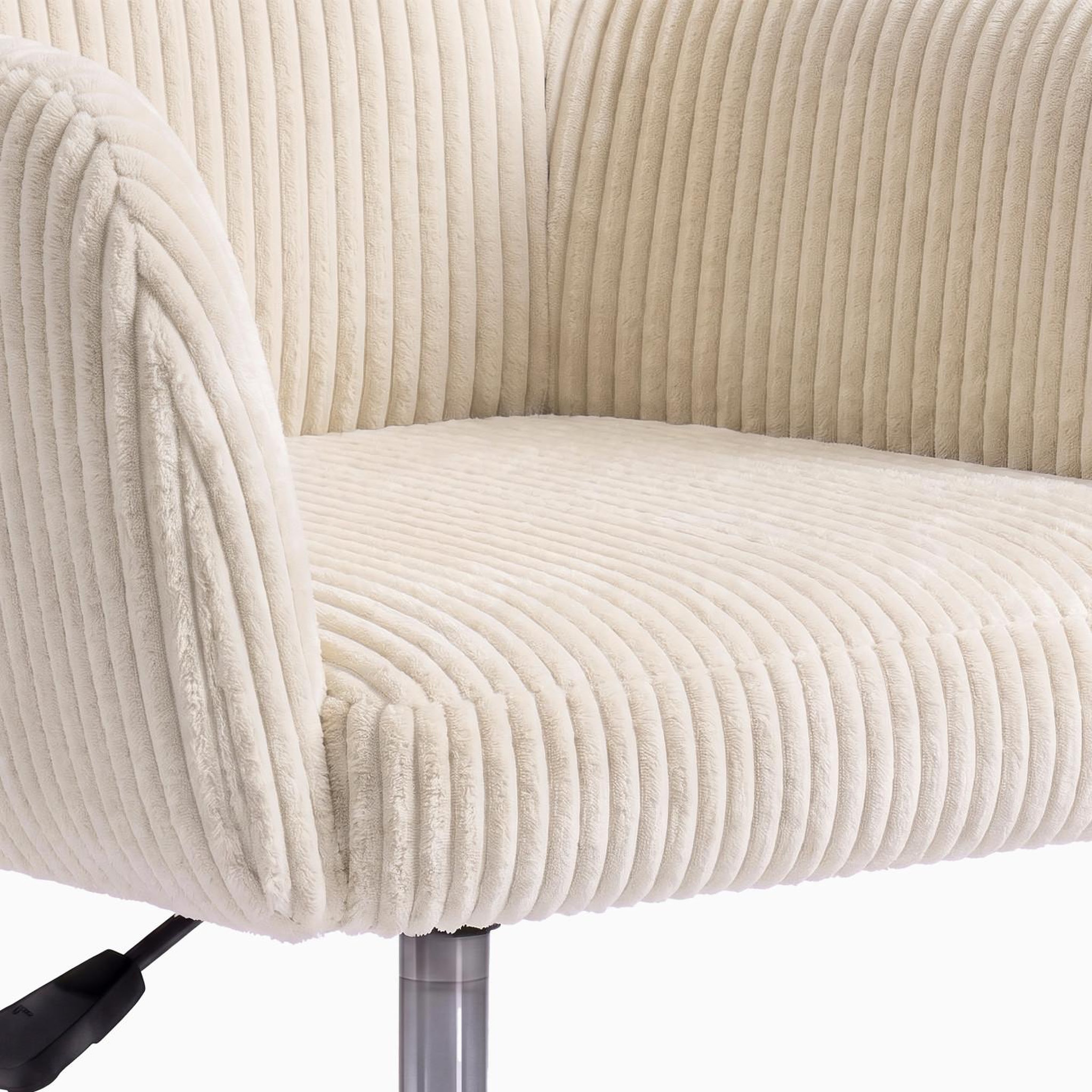 Voir la diapositive 6 : ID MARKET Chaise de bureau zack en velours côtelé beige avec coussin pivotante et hauteur réglable à roulettes