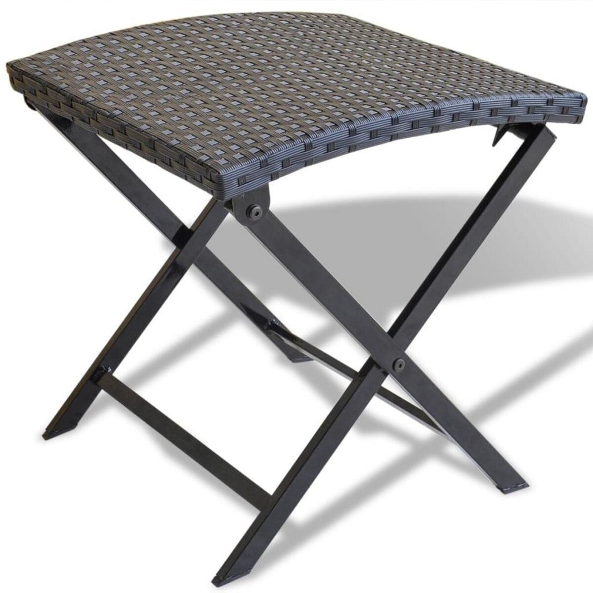 VIDAXL Tabouret pliable Resine tressee Noir