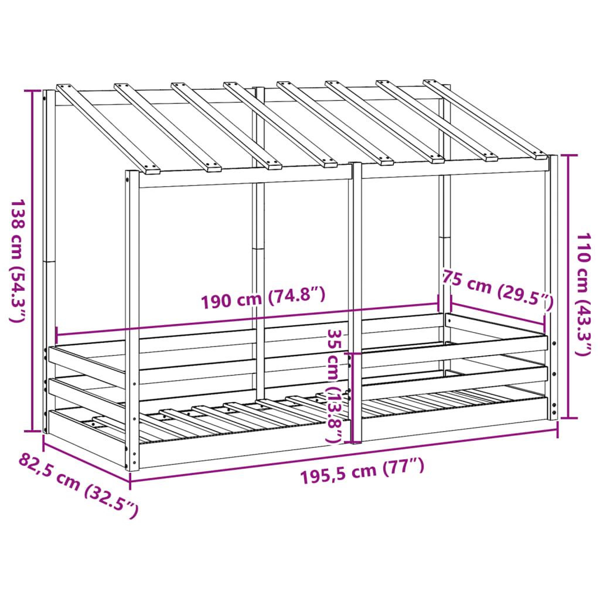Voir la diapositive 6 : VIDAXL Lit pour enfants sans matelas blanc 75x190 cm bois pin massif