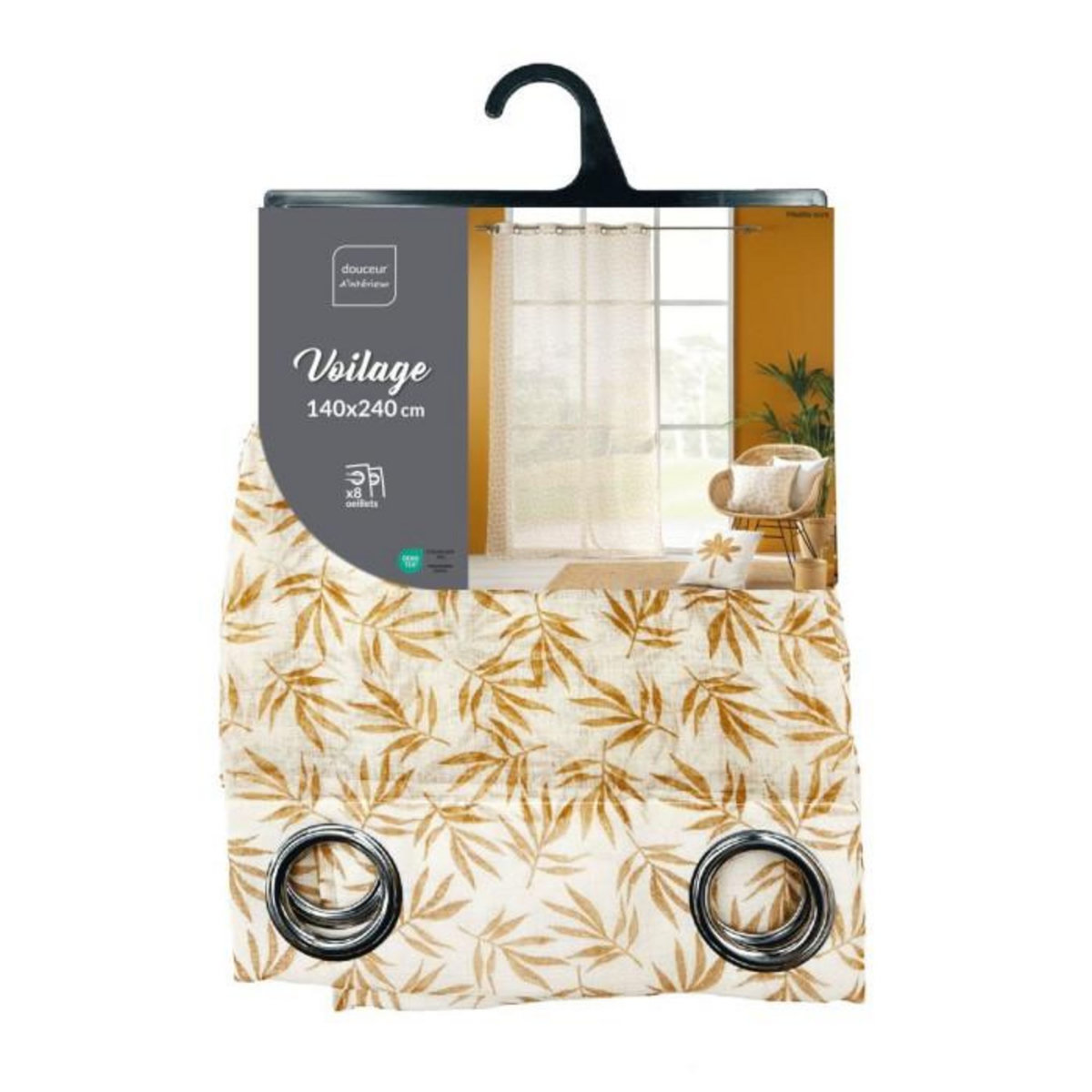 Paris Prix Rideau Voilage à Œillets  Maddy  140x240cm Ocre