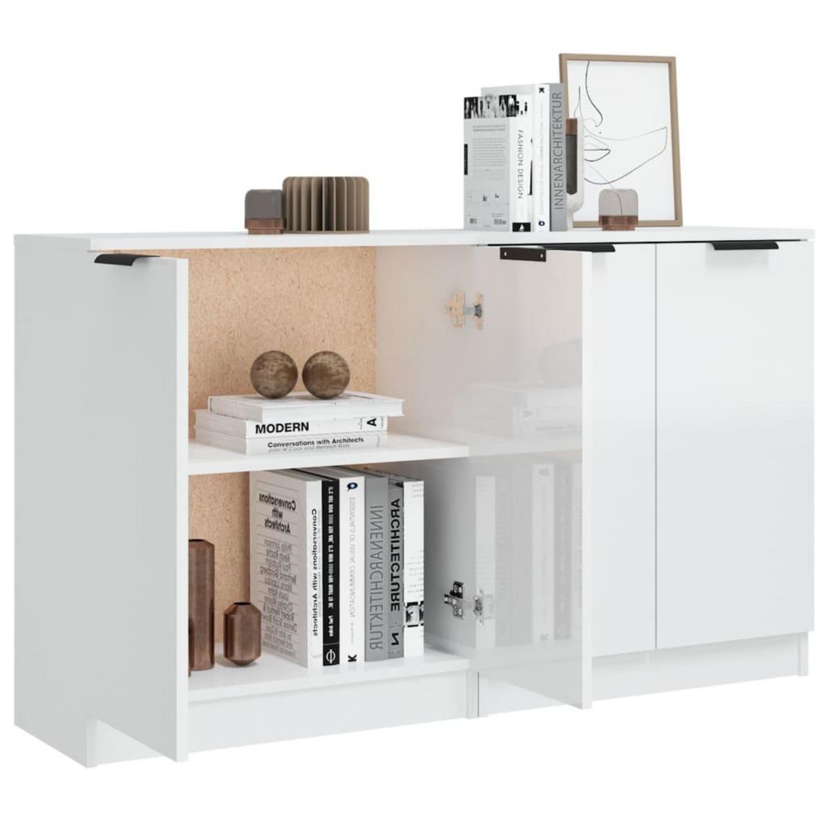 VIDAXL Buffets 2 pcs Blanc brillant 60x30x70 cm Bois d'ingenierie