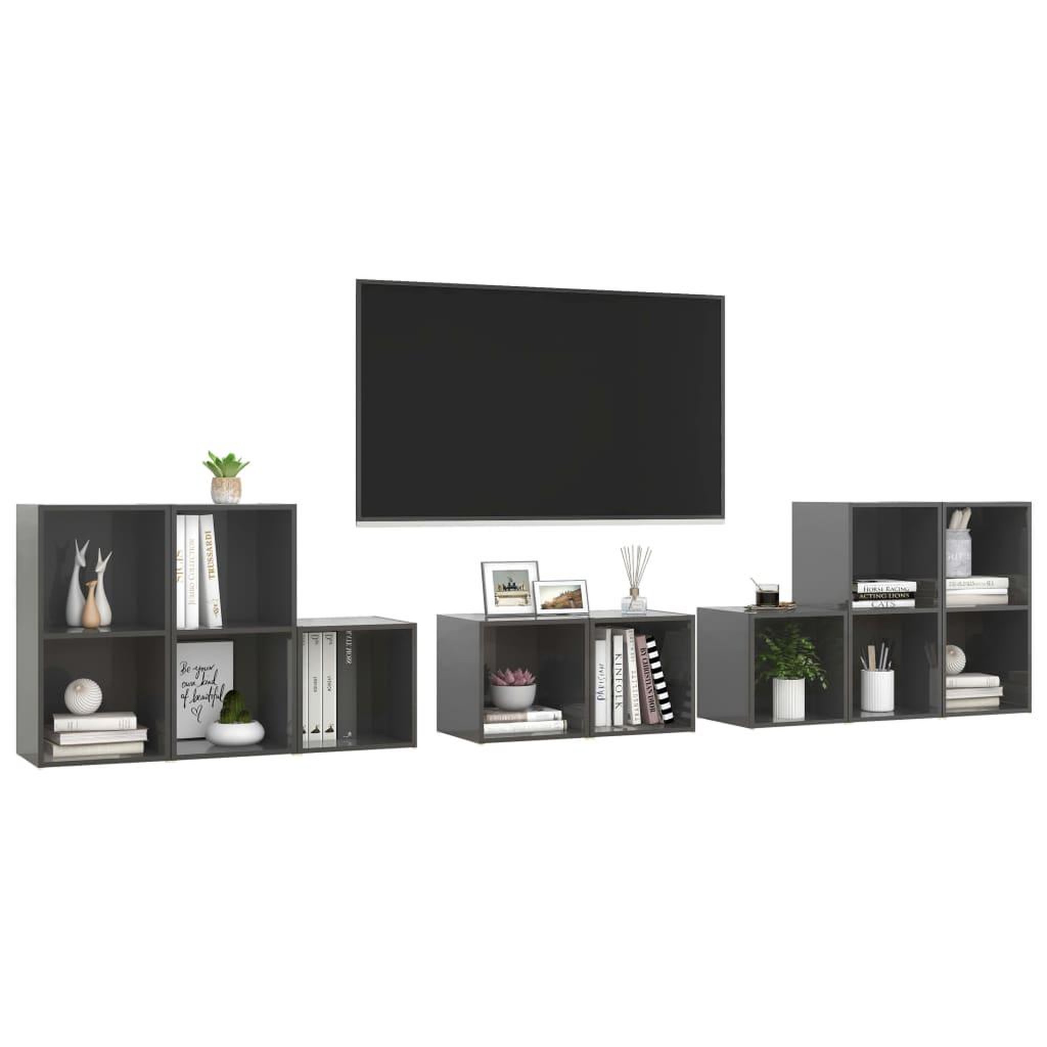 Voir la diapositive 3 : VIDAXL Ensemble de meubles TV 8 pcs Gris brillant Bois d'ingenierie