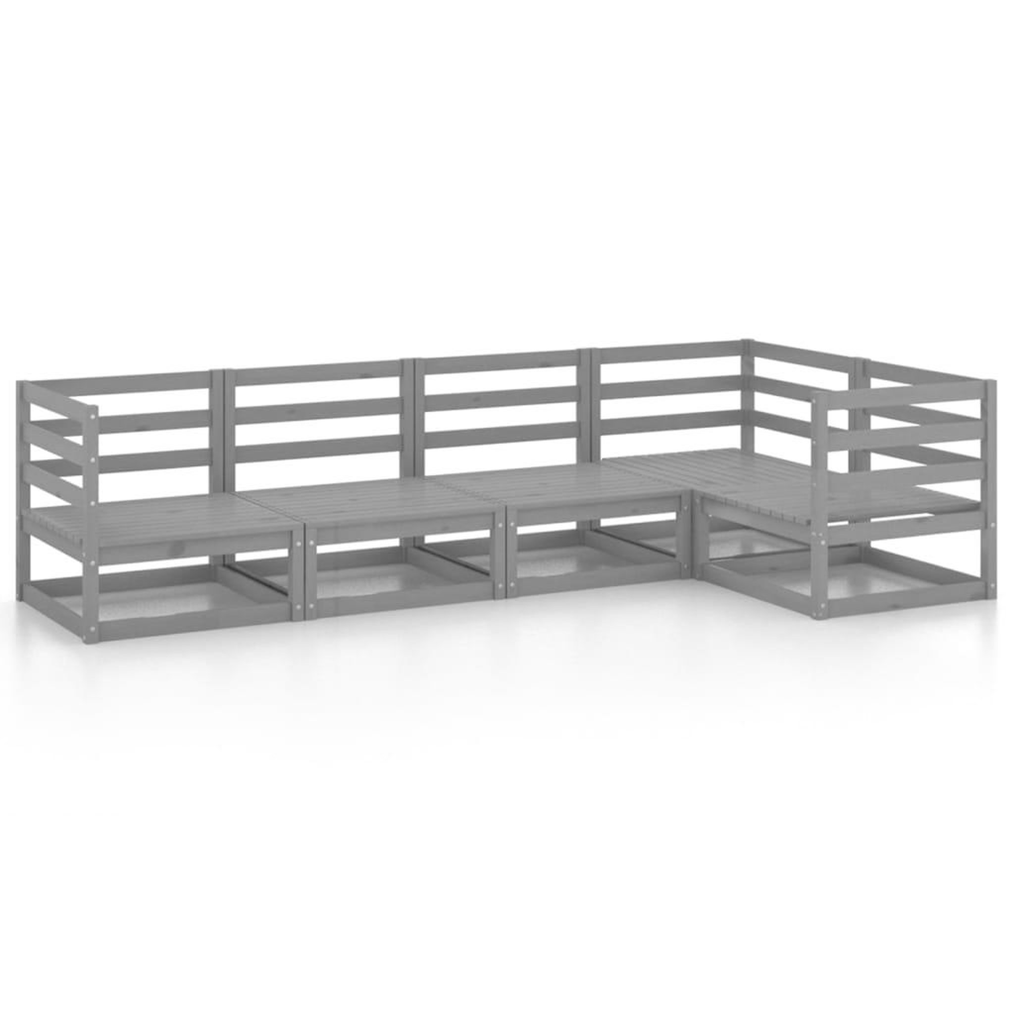 Voir la diapositive 2 : VIDAXL Salon de jardin 5 pcs gris bois de pin massif