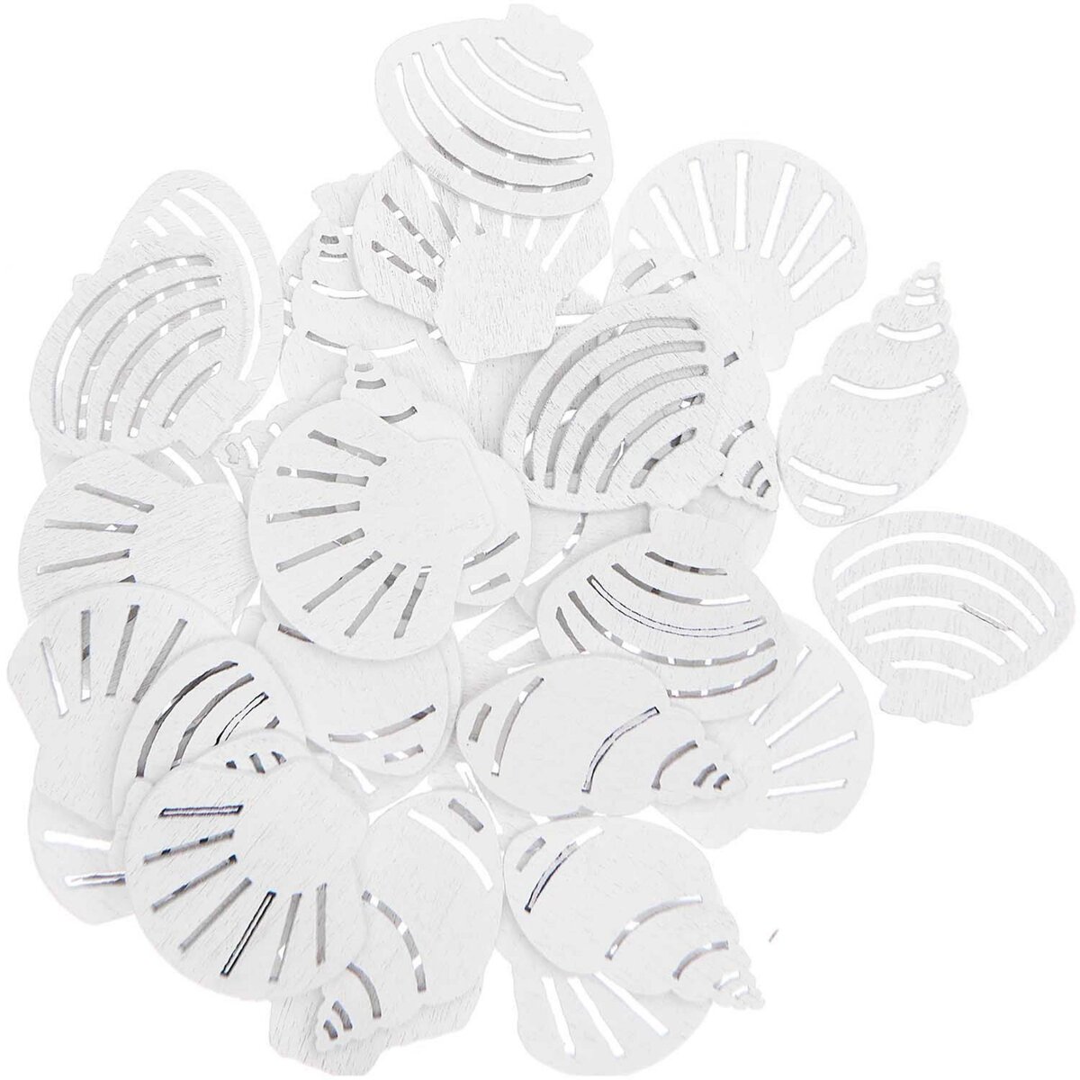 RICO DESIGN 36 Confettis en bois - coquillage - blanc