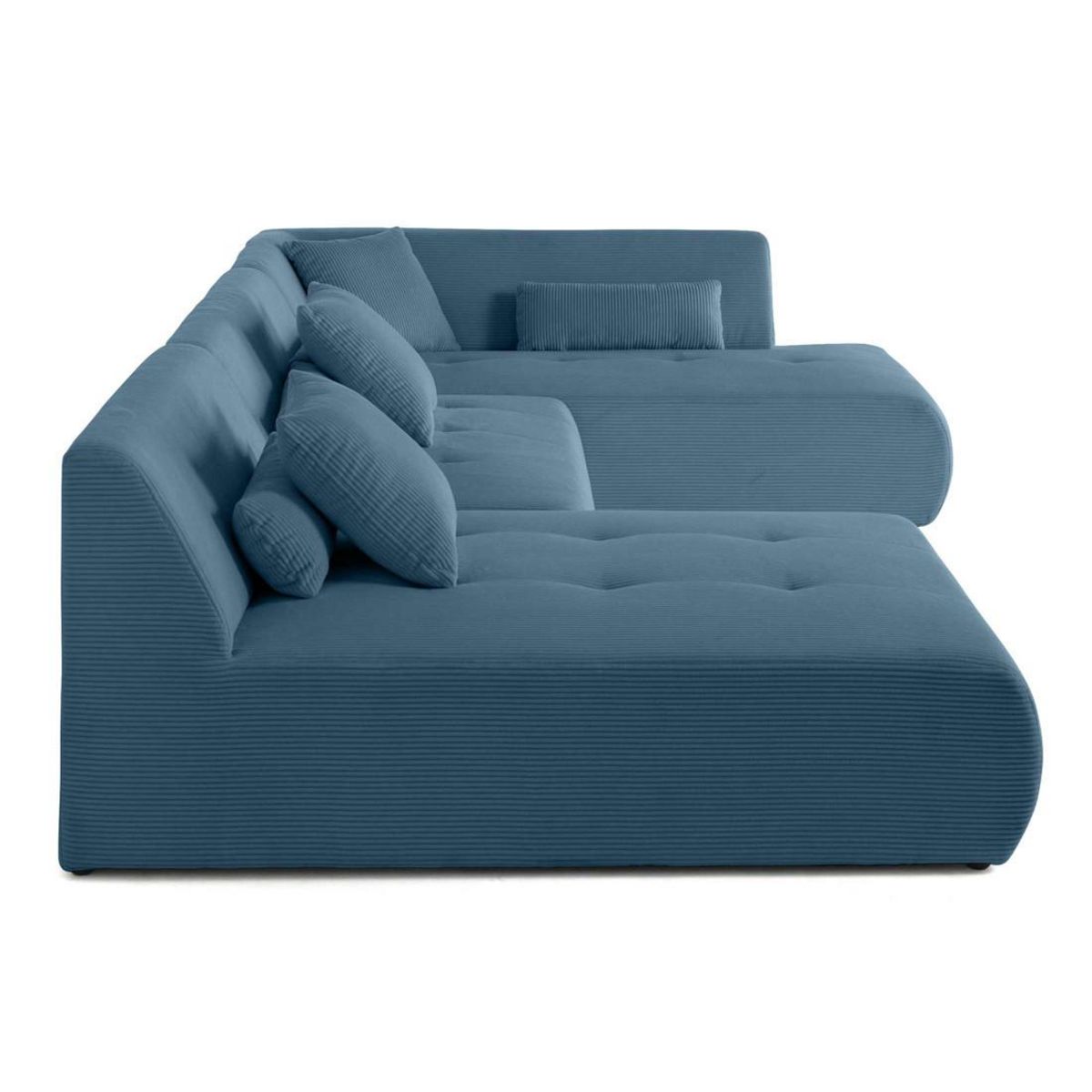 LISA DESIGN Onyx - canapé panoramique d'angle droit 7 places - en velours côtelé