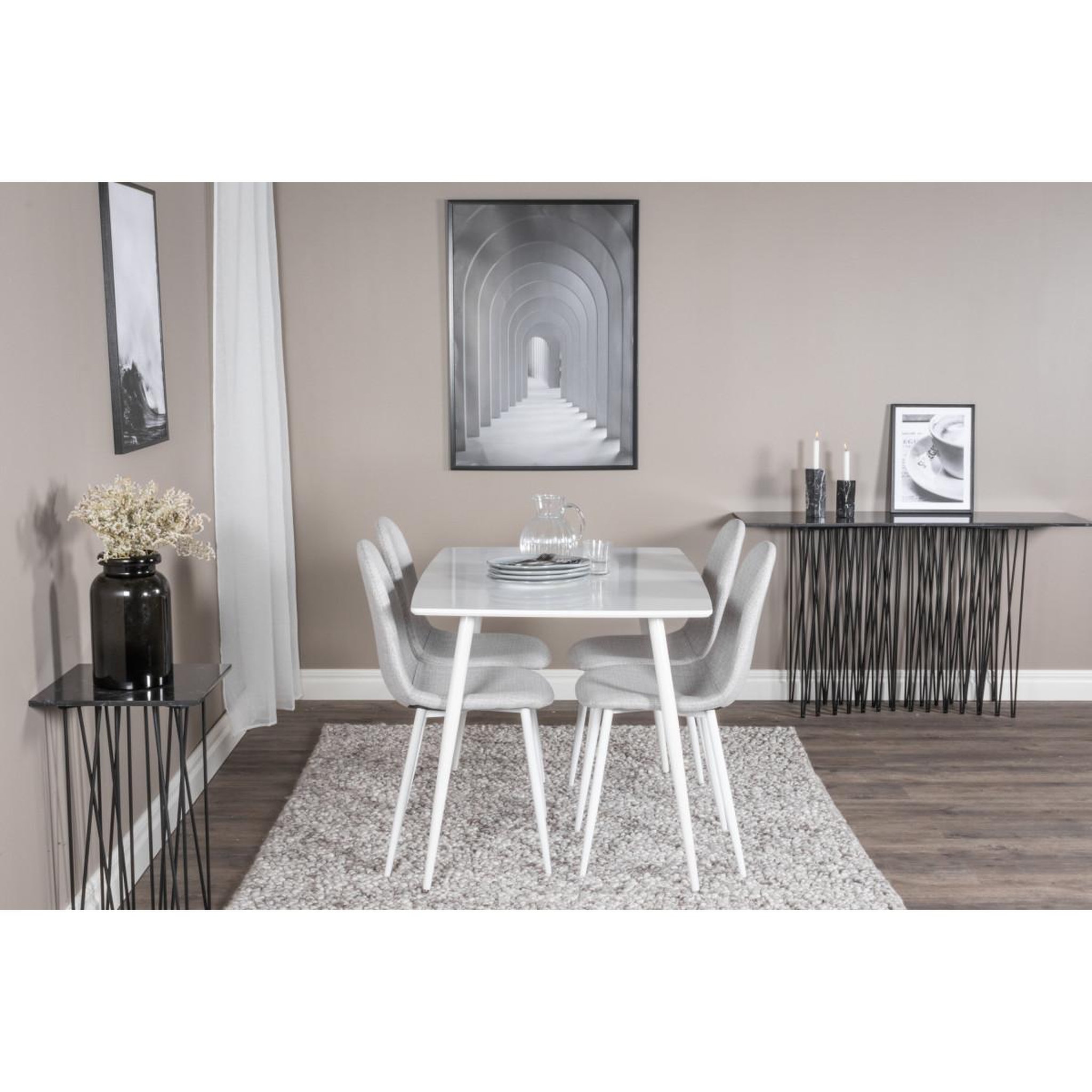 Voir la diapositive 6 : Paris Prix Ensemble table à manger & 4 chaises  polar  120cm blanc & gris