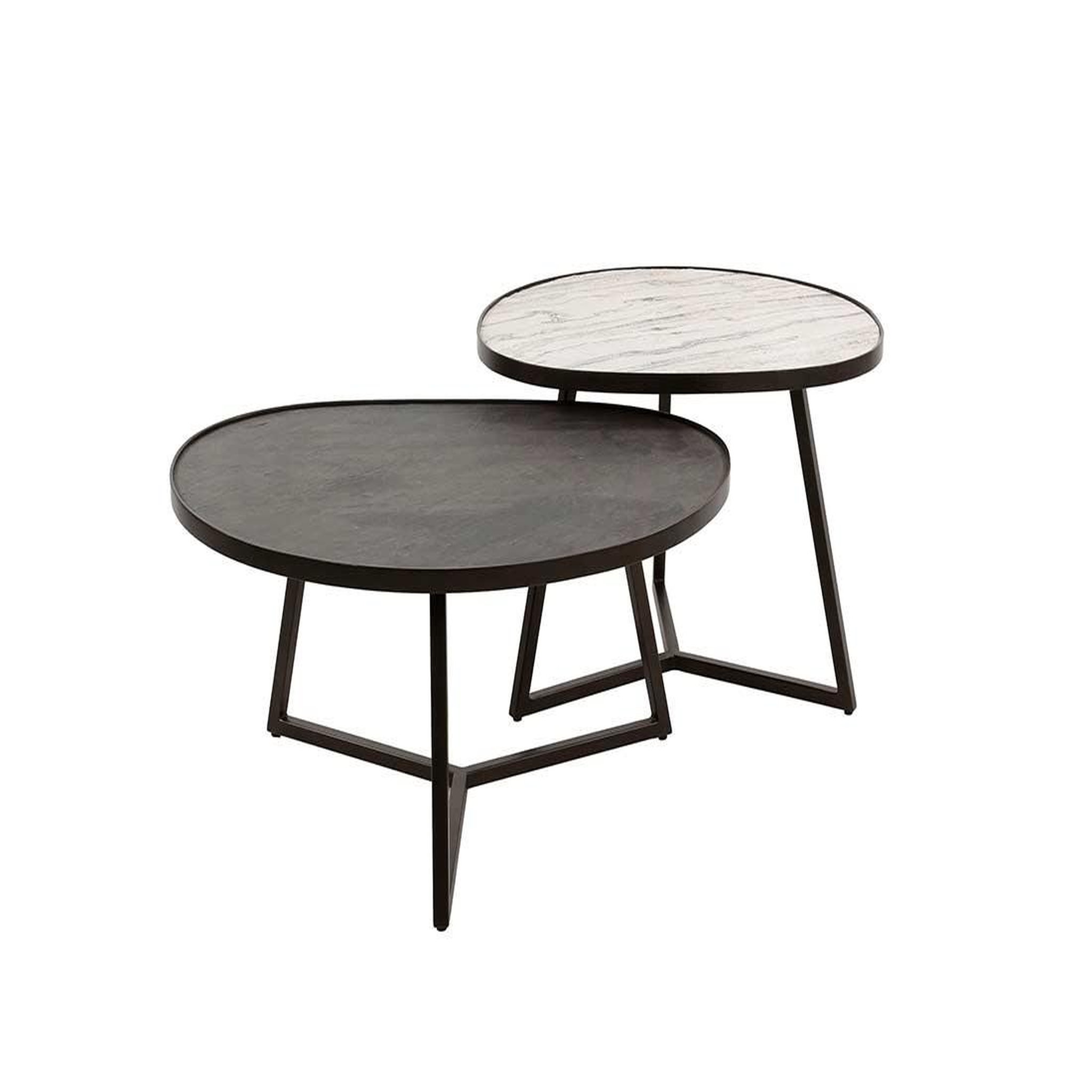 Voir la diapositive 3 : LISA DESIGN Haryana - lot de 2 tables basses - effet marbre