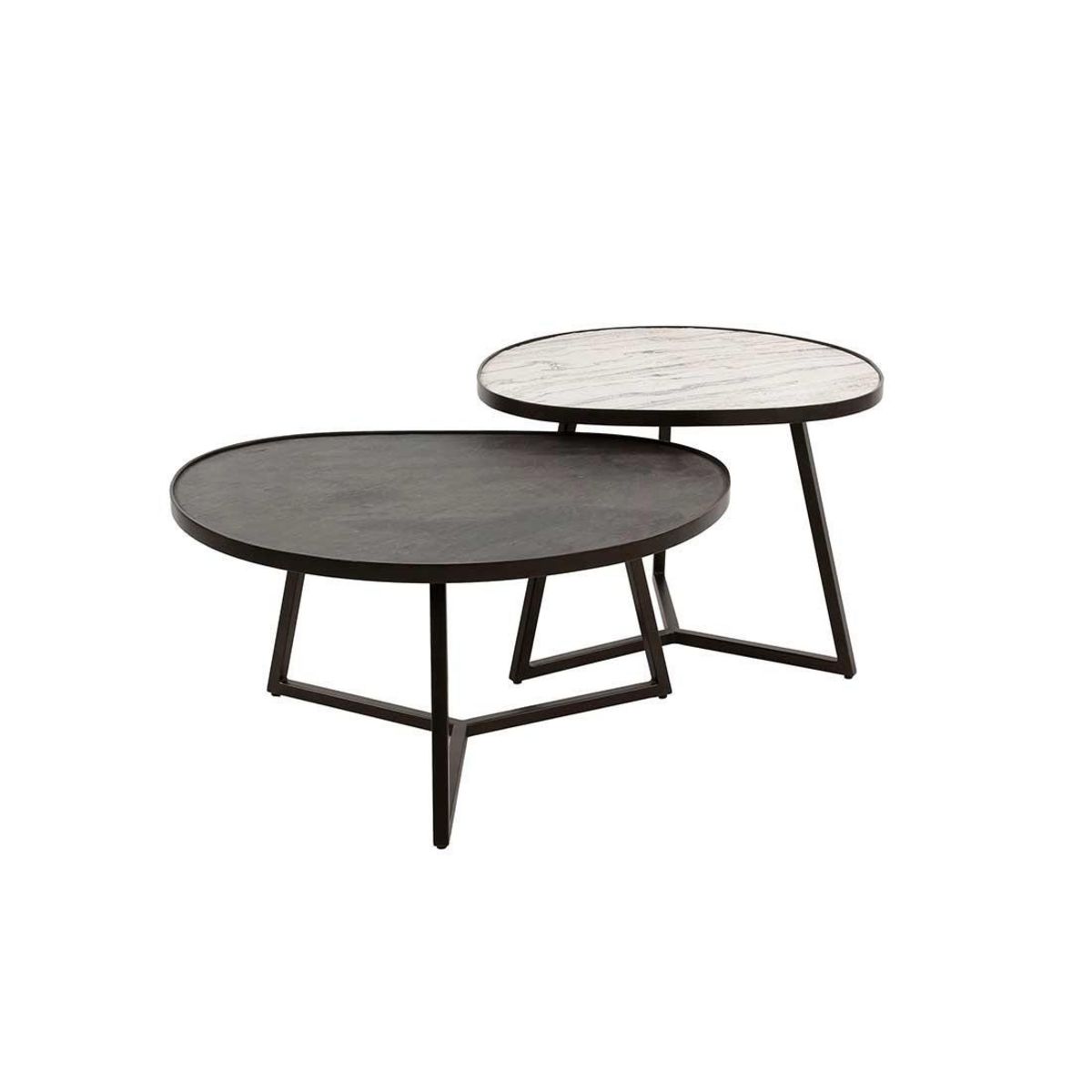 LISA DESIGN Haryana - lot de 2 tables basses - effet marbre