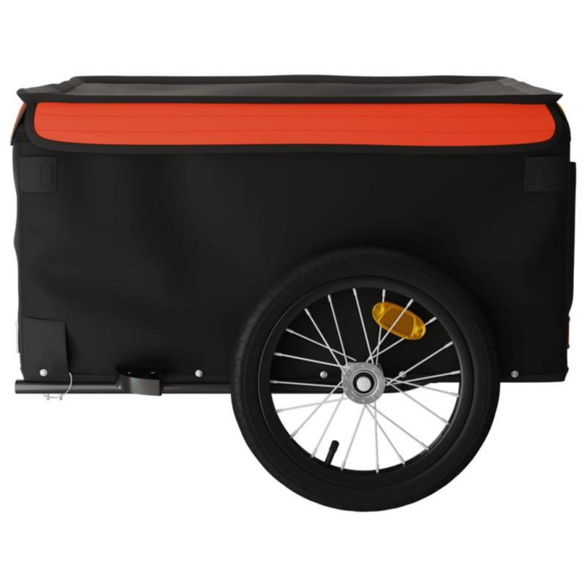 VIDAXL Remorque de vélo noir et orange 45 kg fer