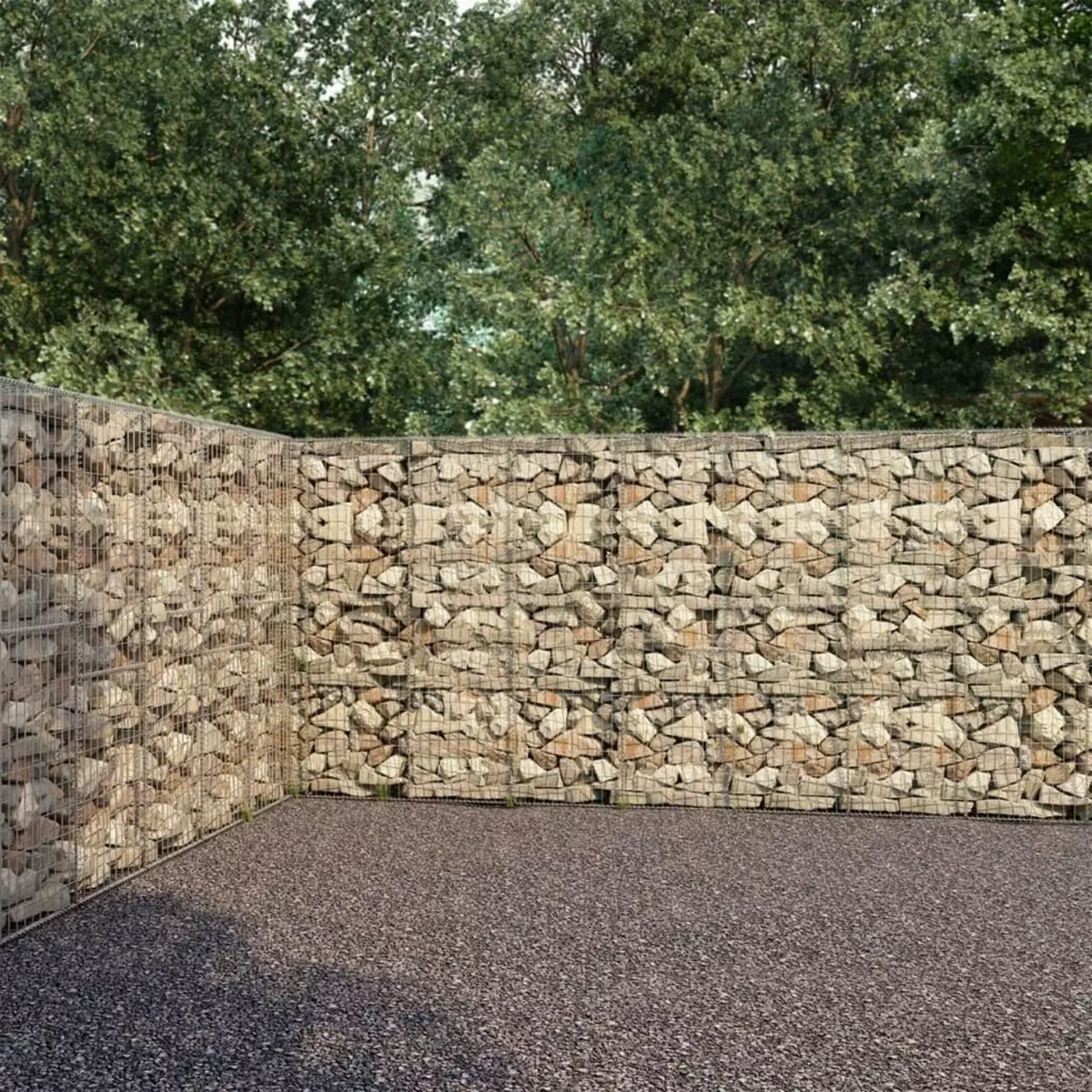 VIDAXL Mur a gabion avec couvercles Acier galvanise 600 x 30 x 200 cm
