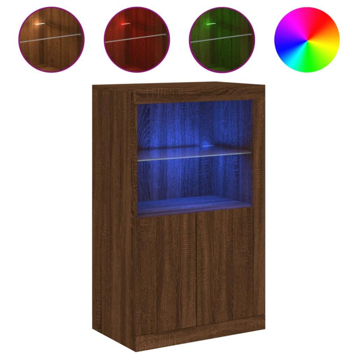 VIDAXL Armoire laterale avec lumieres LED chene marron bois ingenierie