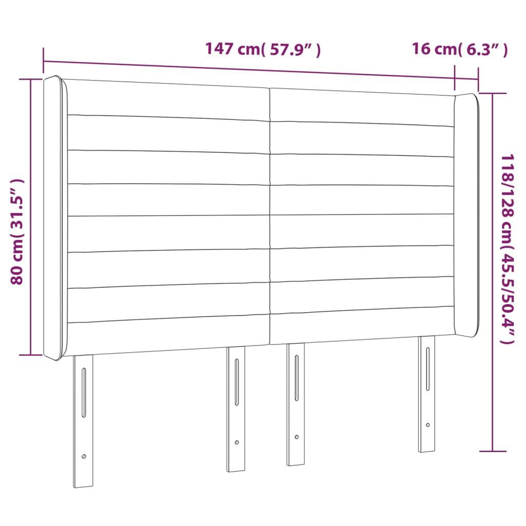 Voir la diapositive 6 : VIDAXL Tete de lit avec oreilles Taupe 147x16x118/128 cm Tissu