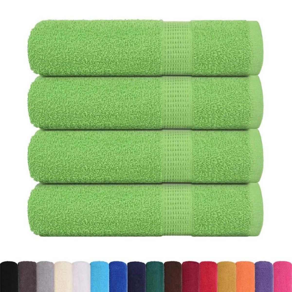 VIDAXL Serviettes de bain 4pcs vert pomme 100x150cm 360g m² 100% coton