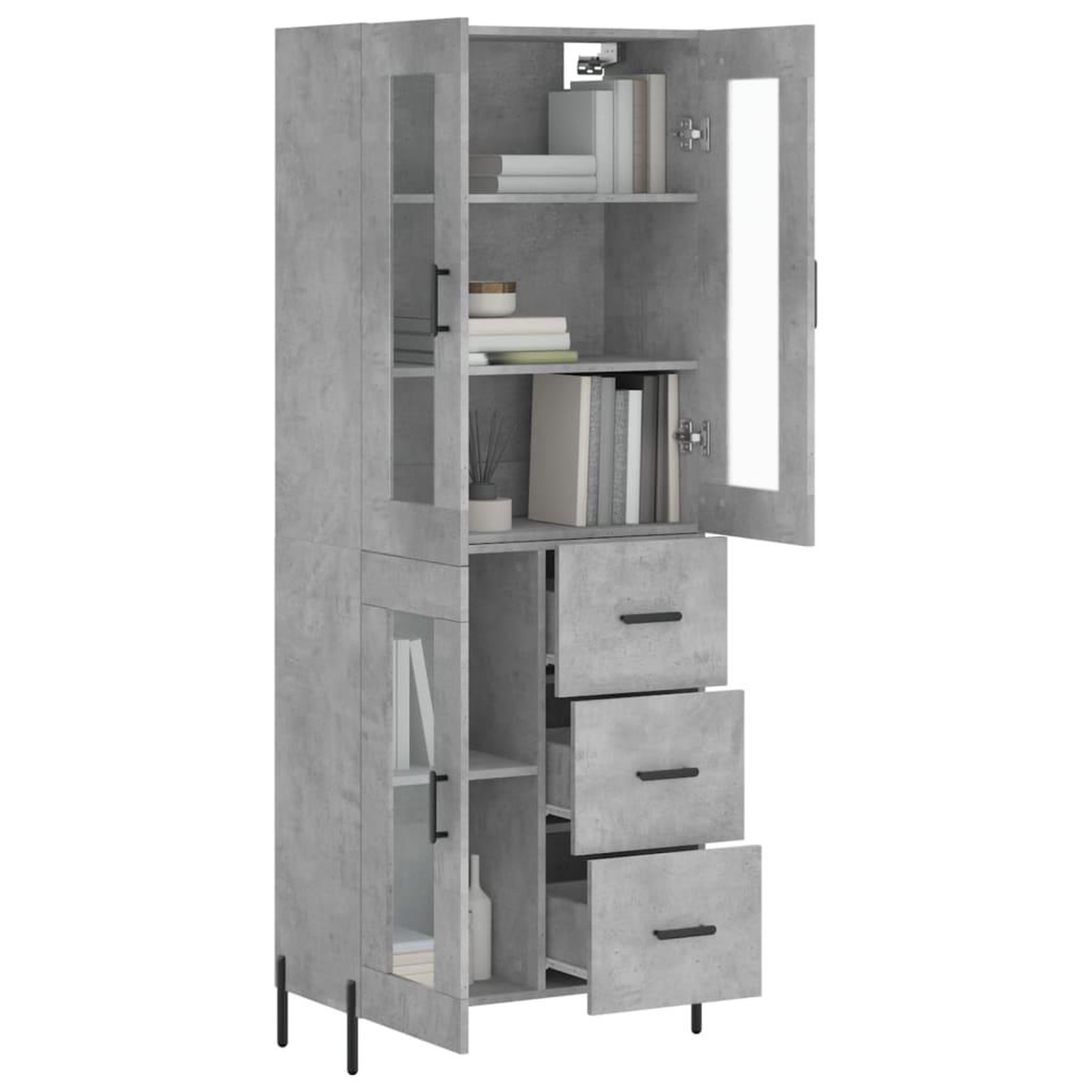Voir la diapositive 3 : VIDAXL Buffet haut Gris beton 69,5x34x180 cm Bois d'ingenierie