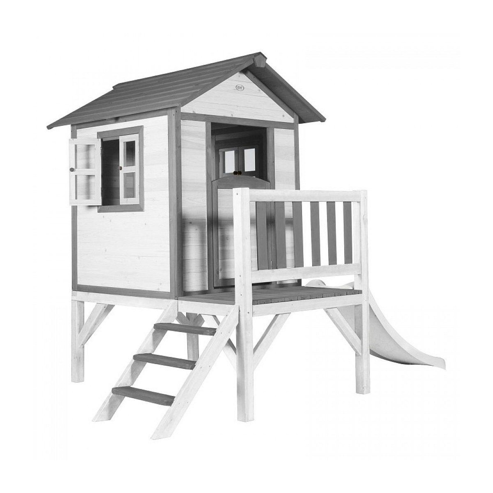 Axi House Axi maisonnette lodge xl en bois blanc gris toboggan blanc