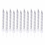 Paris Prix Lot de 12 Bougies d'Anniversaire  Métalliques  6cm Argent