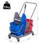 Voir la diapositive 3 : HOMCOM Chariot de lavage chariot de nettoyage professionnel presse à mâchoire 2 seaux 25 L 73L x 45l x 92H cm plastique gris bleu rouge