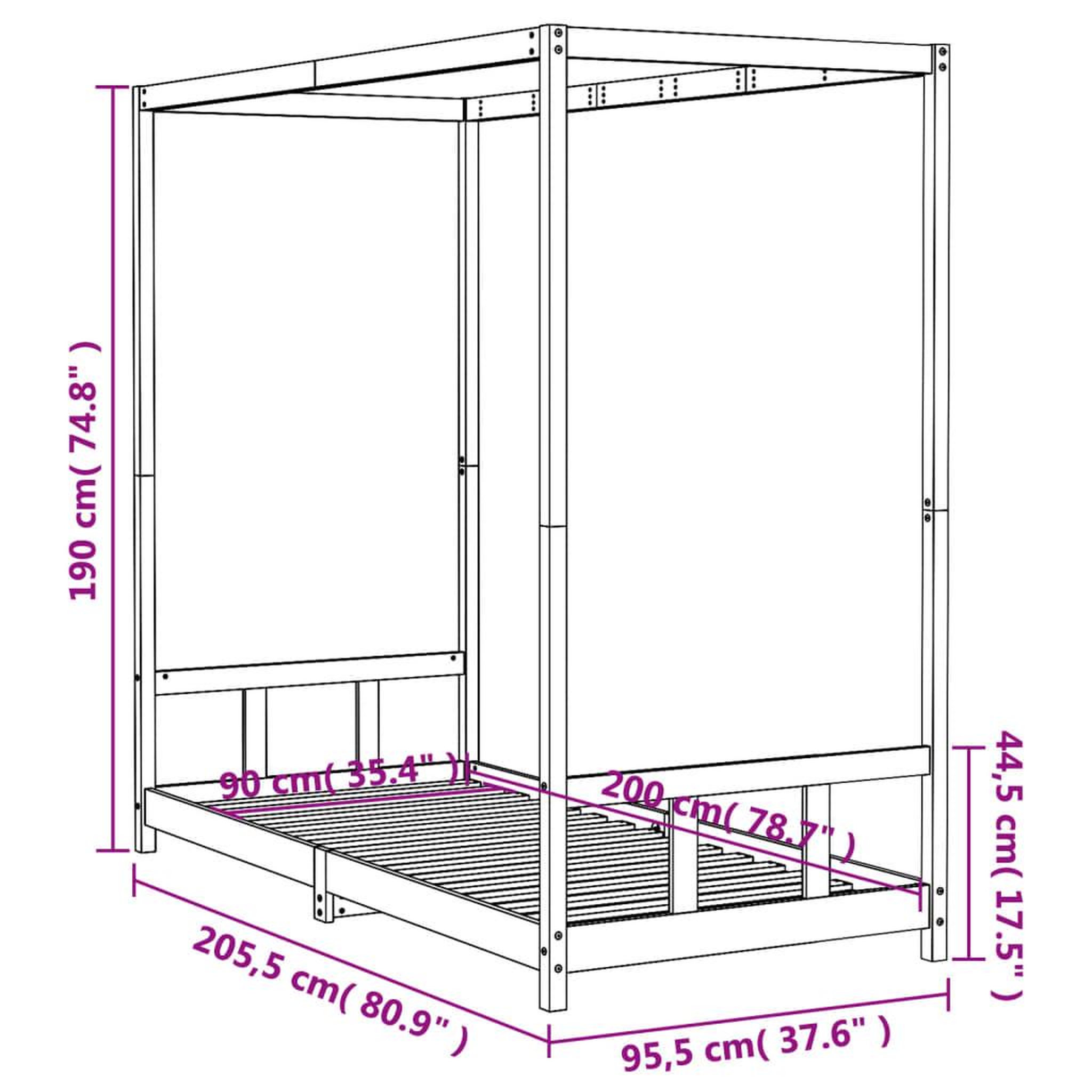 Voir la diapositive 6 : VIDAXL Cadre de lit pour enfants blanc 90x200 cm bois de pin massif