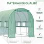 Voir la diapositive 4 : OUTSUNNY Serre de jardin tunnel 6 m² 6 fenêtres porte zippée acier galvanisé PE vert
