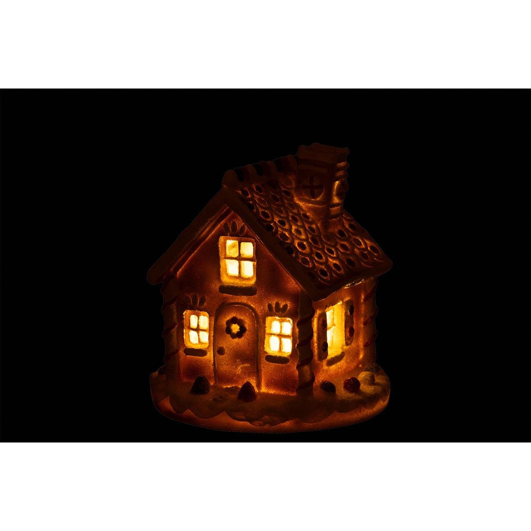 Voir la diapositive 4 : J-LINE Maison à LED  Pain d'Épice  23cm Multicolore