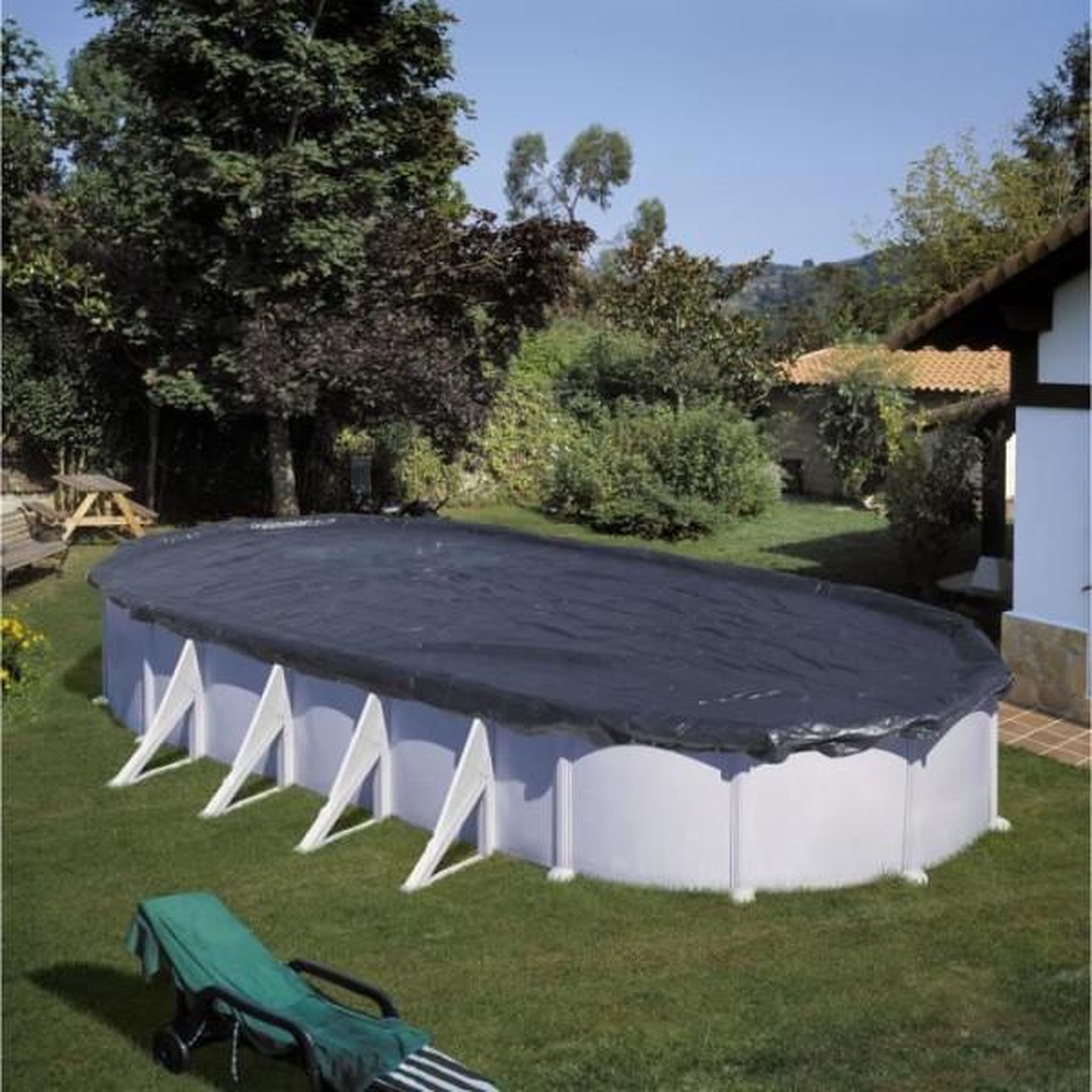 Voir la diapositive 2 : Habitat et Jardin Bâche hivernale pour piscine ovale 7.30 x 3.75 m ou en 8 de 6.40 x 3.90 m