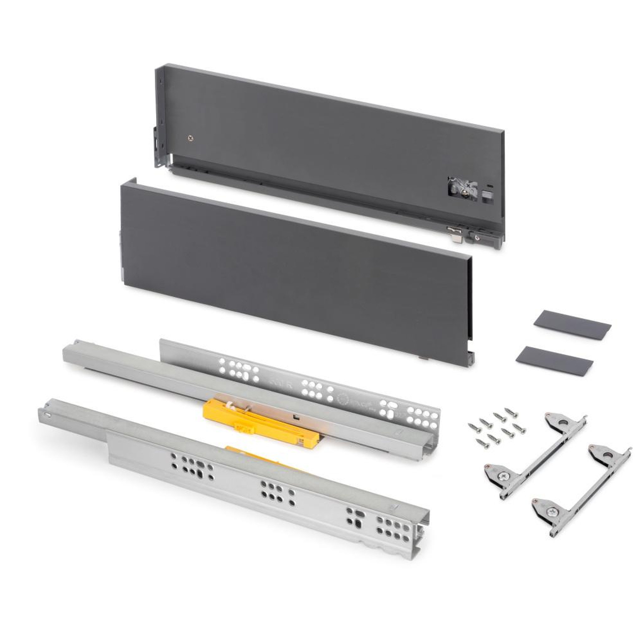 EMUCA SRL Tiroir extérieur Vertex Push Synchro avec réglages 3D -  hauteur 178mm -  40kg -  profondeur 500mm -  Acier -  Gris antracite